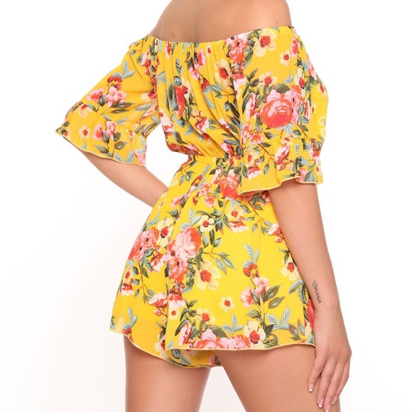 Yellow Floral Romper - Picture 3 of 6